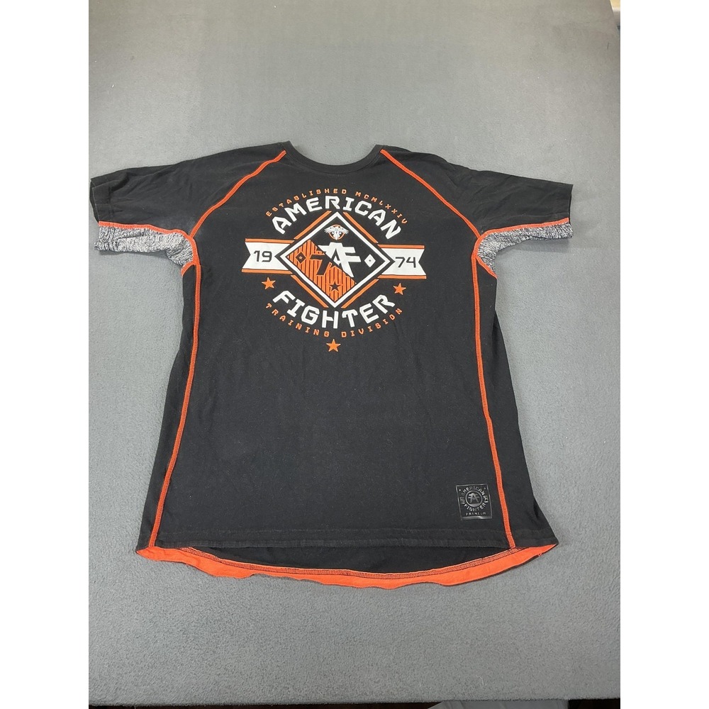 American Fighter Shirt Mens L Black Orange Graphic Training Division Tee